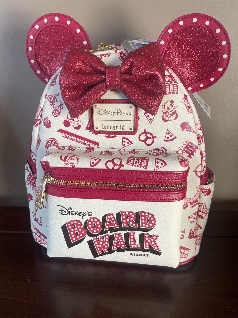 Loungefly Disney Parks World Boardwalk Resort Backpack Bag Glow Dark NWT RARE